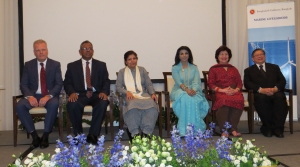 Speakers at the inaugural session of the Blue Economy Consultations in Bangkok, Thailand, 23 November 2015 (L-R): H.E. Mr Mikael Hemniti Winther, Ambassador of Denmark to Thailand and Dean of the Diplomatic Corps in Thailand; H.E. Rear Admiral (Retd) Md. Khurshed Alam, BN, Permanent Secretary (Maritime Affairs Unit), Ministry of Foreign Affairs, Bangladesh; Dr Shamshad Akhtar, Executive Secretary, UNESCAP; H.E. Ms Saida Muna Tasneem, Ambassador of Bangladesh to Thailand and Cambodia; Ms Aban Marker Kabraji,